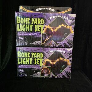 2 - Fun World Bone Yard Light Set Halloween Enter At Your Own Risk String Lights